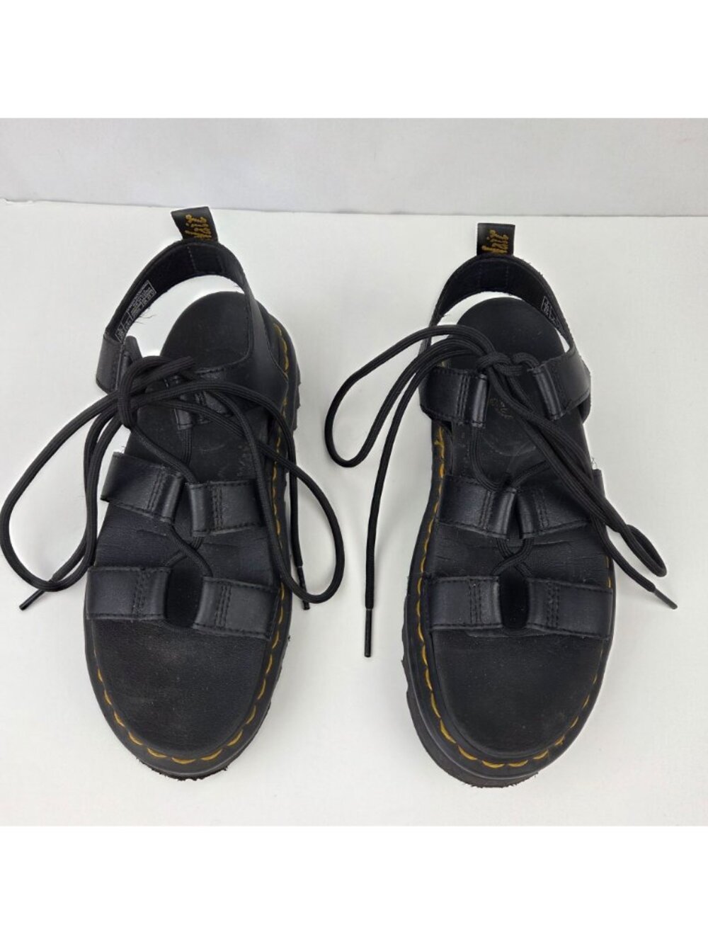 Dr. Martens Nartilla Black Leather Lace Up Gladiator Sandals Size 7.5 - Picture 4 of 11
